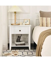 Slickblue Nightstand with Drawer and Storage Shelf for Bedroom Living Room