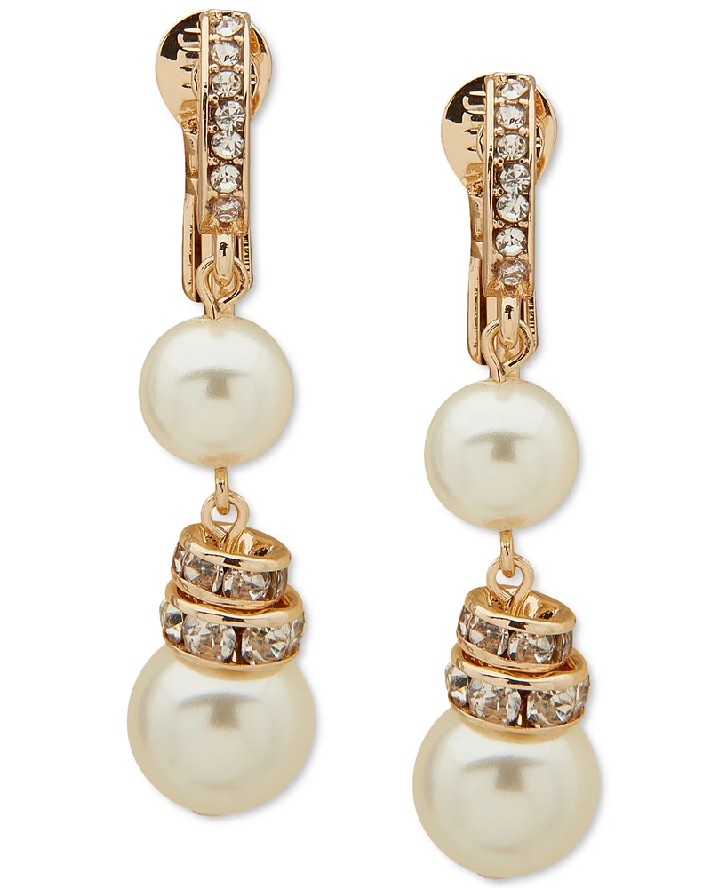 Anne Klein Imitation Pearl Snowman Drop Clip On Earrings