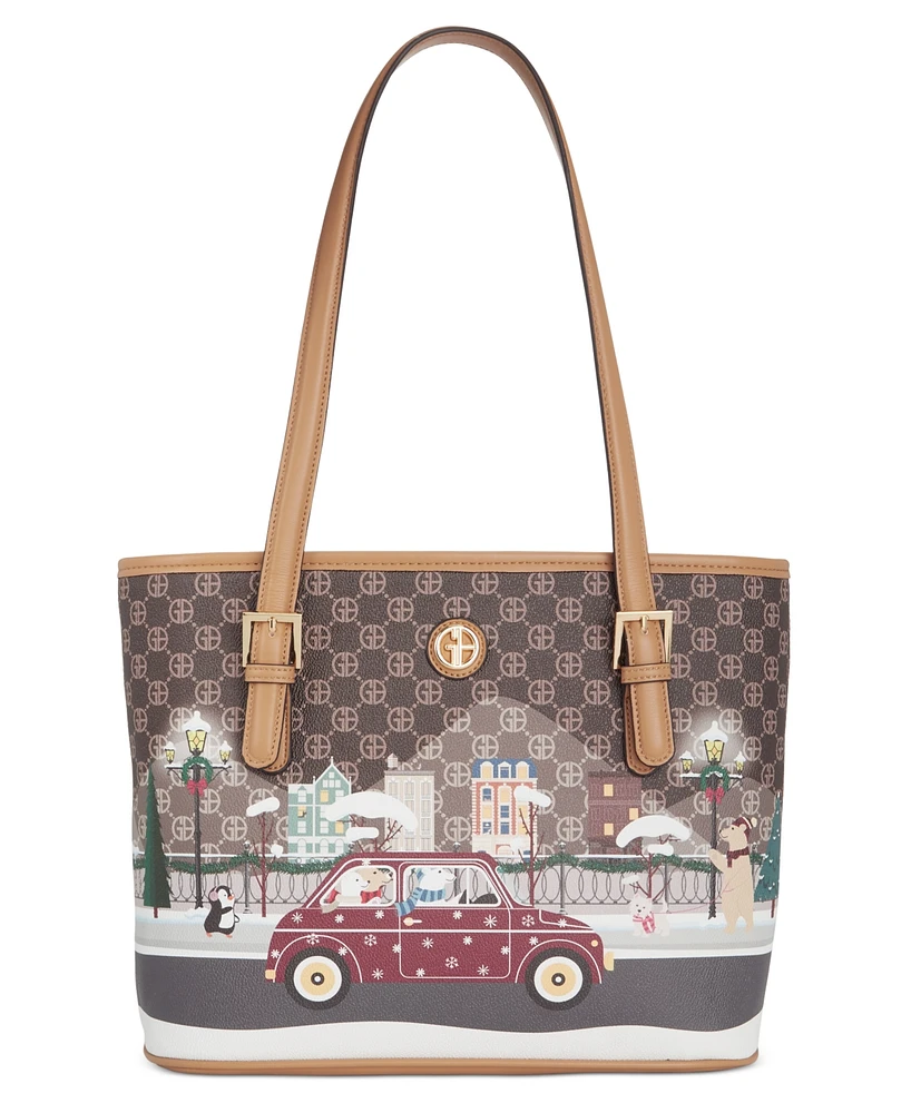 Giani Bernini Holiday Bears Faux Leather Tote, Created for Macy's