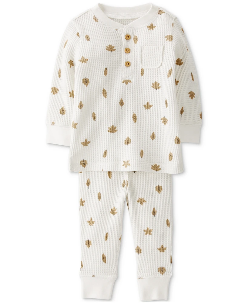 Little Planet by Carter's Baby Waffle-Knit Leaves-Print Top & Pants, 2 Piece Set