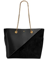 Donna Karan Setauket Leather & Suede Tote with Chain Strap