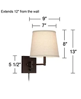 Lanett Modern Swing Arm Wall Lamps Set of 2 Painted Bronze Plug