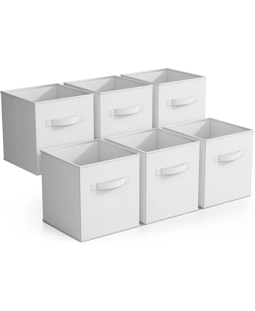 Sorbus 6 Pack 11 Inch Foldable Fabric Storage Cubes - for Organizing Shelf, Toys, Cubby, Closet and more (White)