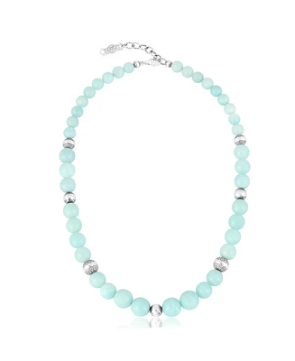 American West Jewelry Sterling Silver and Graduated Amazonite Gemstone Bead Necklace, 20 Inches
