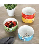 Peanuts Snoopy 4 Pack Stackable 5.5" Decorate Stoneware Bowl Set