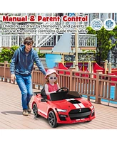 Slickblue 12V Licensed Ford Mustang Shelby GT500 Kids Ride on Car with Remote Control for Kids Aged 3-8-Red