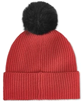 Karl Lagerfeld Paris Women's Sunglasses Pin Faux-Fur Pom Beanie