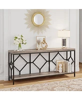 Tribesigns 71 Inch Extra Long Sofa Table, Narrow Console Tables Behind Couch Table with Open Storage Shelf