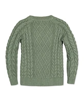 Hope & Henry Baby Boys Organic Long Sleeve Raglan Fisherman Cable Sweater