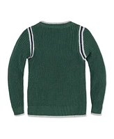 Hope & Henry Baby Boys Organic Long Sleeve Sporty Crew Neck Sweater with Stripe Piecing