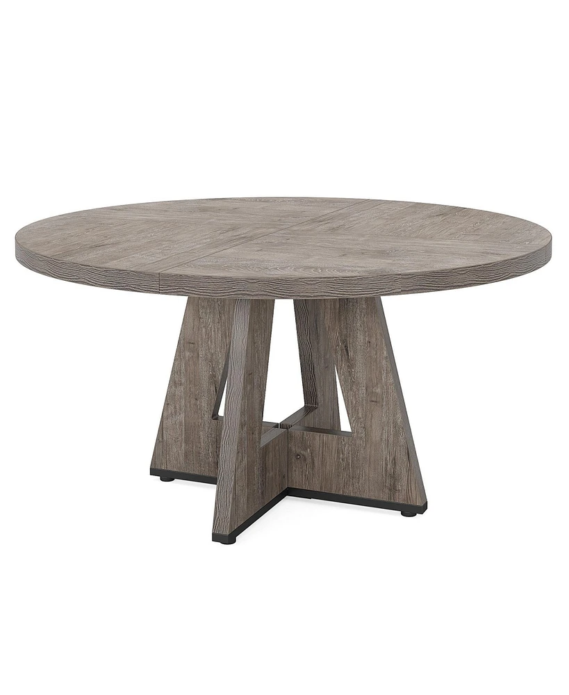 Tribesigns Round Dining Table Wood Kitchen for Room Living Room, 47 inch Tables 4 People, Farmhouse Dinner with Woo