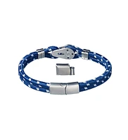 Linkup Sailing Pulley Nylon Cord Bracelet with Brushed Stainless Steel Detail