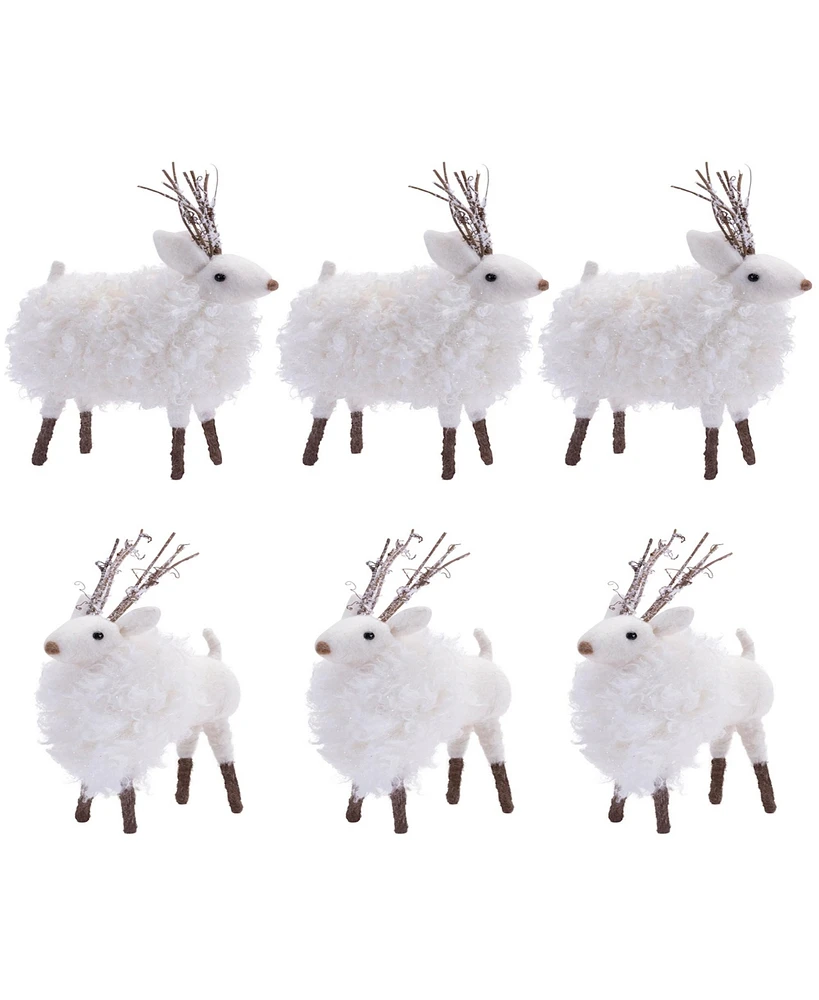 Slickblue Reindeer (Set of 6) 7"L x 9"H Foam/Faux Fur