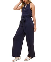 John Paul Richard Women's Petite Jersey Cut-Out Halter Jumpsuit