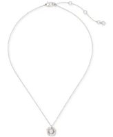 Kate Spade New York Silver-Tone Cubic Zirconia Poppy Mini Pendant Necklace, 16"+ 3" extender