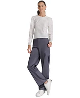 Dkny Jeans Petite Studded Long-Sleeve Crewneck Top