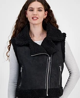 Madden Girl Juniors' Faux-Shearling Moto Vest