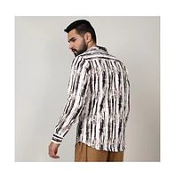 Men's Beige & Black Ombre Strokes Shirt