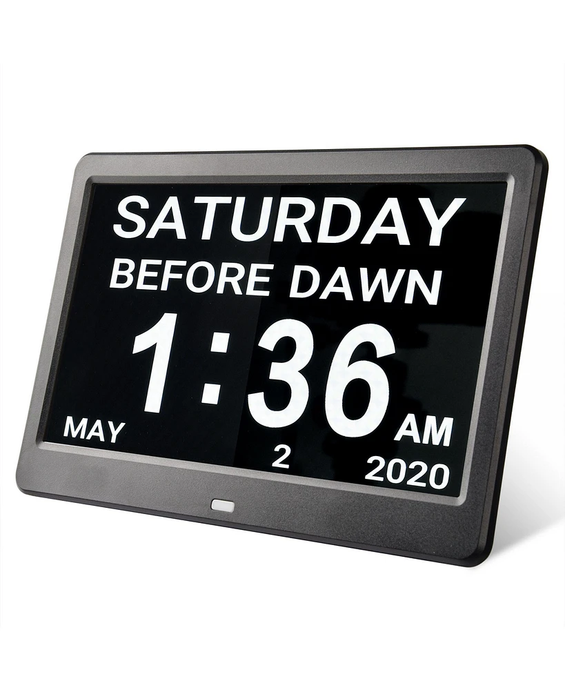 Yescom 10" Lcd Day Clock Digital Calendar Dementia Display Elderly Home Office