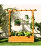 Givimo Raised Garden Bed with Trellis or Climbing Plant and Pot Hanging