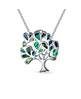 Bling Jewelry Rainbow Abalone Family Tree Of Life Pendant Necklace For 925 Sterling Silver