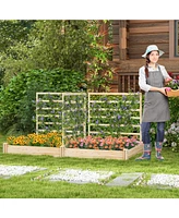 Givimo Raised Garden Bed with 2 Planter Boxes and 3 Trellis-Natural