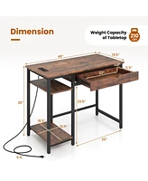 Skonyon Computer Desk with Charging Station and Drawer & Adjustable Shelf