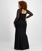 City Studios Trendy Plus Glittered Ruched Gown