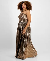 City Studios Trendy Plus Metallic Pleated Gown