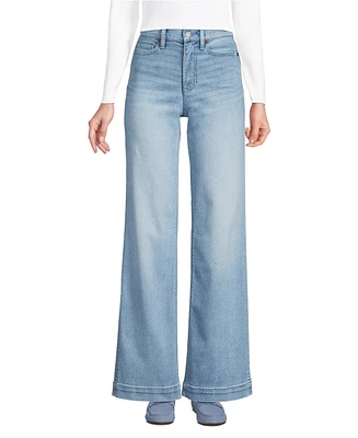 Lands' End Petite Recover High Rise Wide Leg Blue Jeans