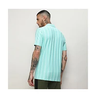 Campus Sutra Men's Aqua Blue Unbalanced Striped Shirt