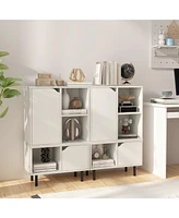 Sugift Stackable Bookcase with Adjustable Shelf and Cubes
