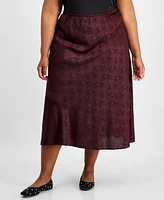 And Now This Trendy Plus Printed-Satin Maxi Skirt, Created for Macy's