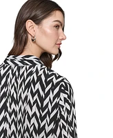 Karl Lagerfeld Paris Women's Geo-Print Faux-Wrap Top