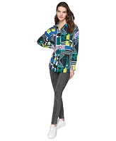 Karl Lagerfeld Paris Women's Oversized Printed Button-Front Top, Regular & Petites