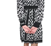 Karl Lagerfeld Paris Women's Herringbone-Print Shirtdress