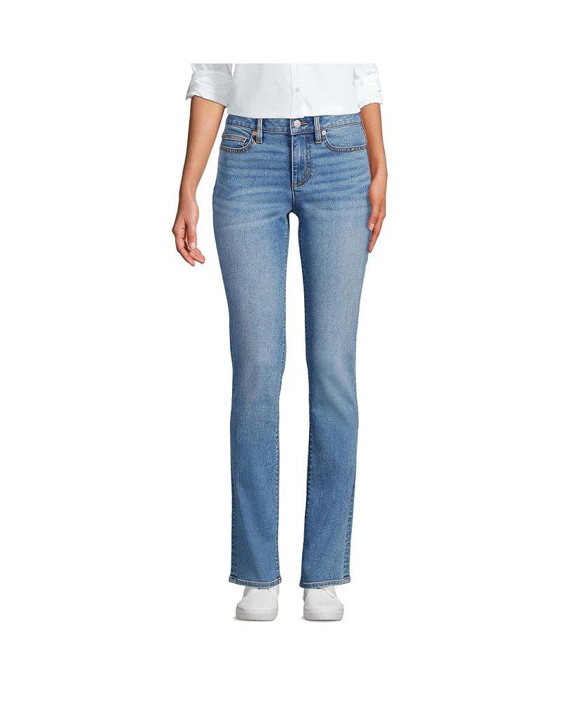 Lands' End Petite Recover Mid Rise Straight Leg Blue Jeans