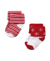 Hudson Baby Baby Boys Unisex Baby Cotton Rich Newborn and Terry Socks, 12 Days Of Christmas, 12-24 Months