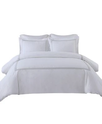Egyptian Linens Adeline 100 Cotton Percale Embroidered Duvet Cover Set