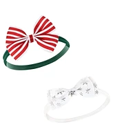 Hudson Baby Baby Girls Cotton and Synthetic Headbands, 12 Days Of Christmas Plaid, 0-24 Months