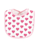 Hudson Baby Infant Girl Fiber Filled Drooler Bibs 3pk, Grandmas Favorite Heart, One