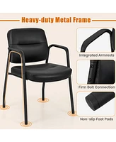 Skonyon Waiting Room Guest Chair Set of 2 Upholstered Reception Chairs with Mixed Pu Leather and Integrated Armrests