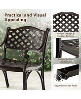 Vebreda Cast Aluminum Dining Chairs Set of 2 with Patio Chairs Armrests Flower Pattern