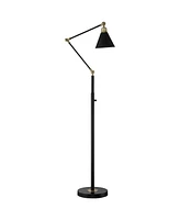 360 Lighting Wray Modern Mid Century Industrial Adjustable Floor Lamp Standing 61" Tall Flat Black Warm Antique Brass Metal Swivel Cone Shade for Livi