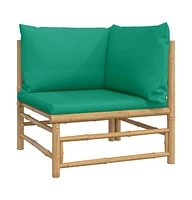 vidaXL Patio Corner Sofa with Cushions Bamboo