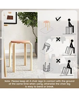 Sugift Set of 4 Bentwood Stackable Stools Dining Stools with Round Tops