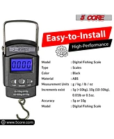 5 Core Fishing Scale 110lb/50kg Hanging Digital Luggage Weighing Scales w Measuring Tape - 2PCS