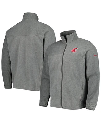 Columbia Men's Charcoal Washington State Cougars Flanker Iii Fleece Team Full-Zip Jacket