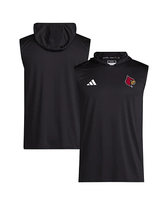 Adidas Men's Black Louisville Cardinals 2024 Sideline Hoodie Sleeveless Shirt