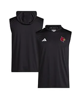 Adidas Men's Black Louisville Cardinals 2024 Sideline Hoodie Sleeveless Shirt